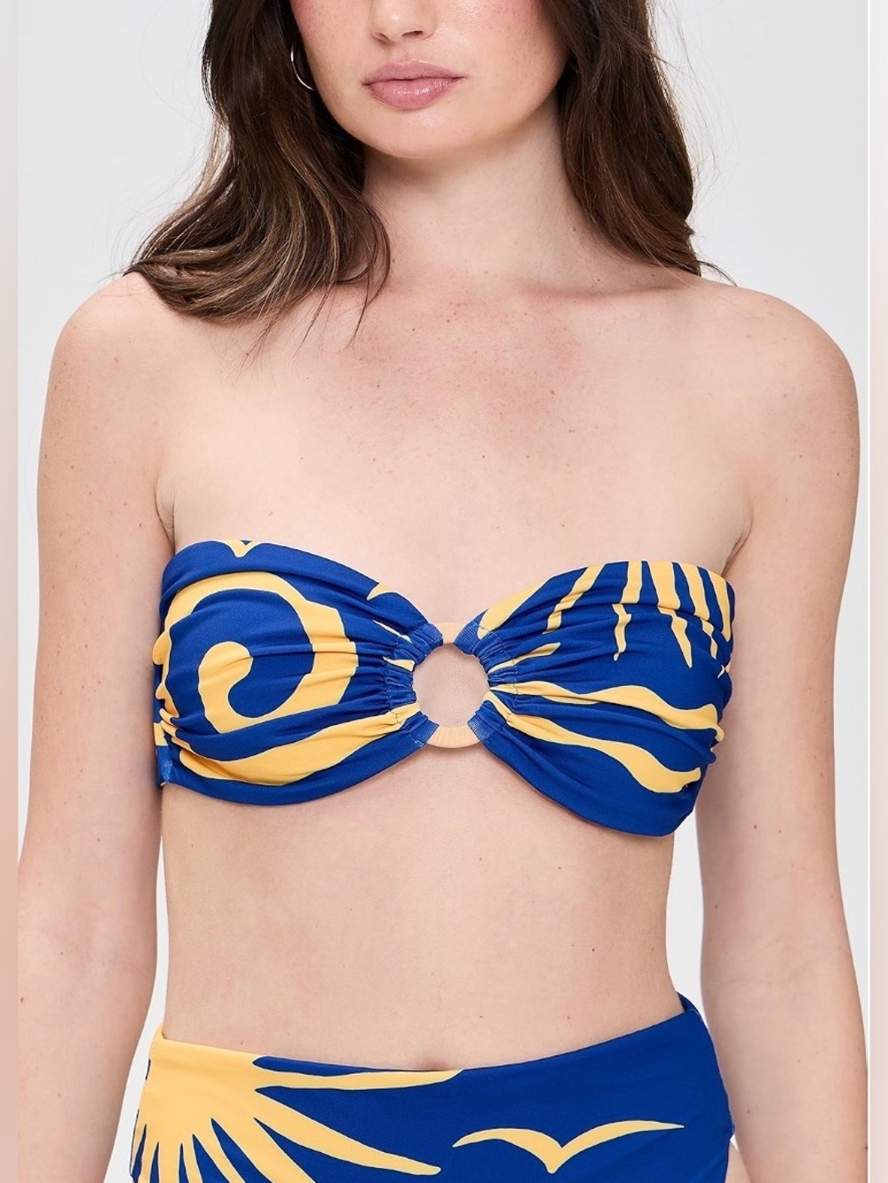 NWT Cala de la Cruz Sandra Strapless Bikini Top Blue Large
